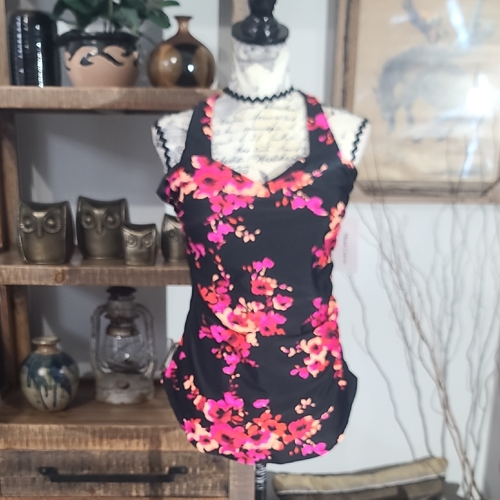 Meet Curve Floral Halter Tank One Piece Swimsuit